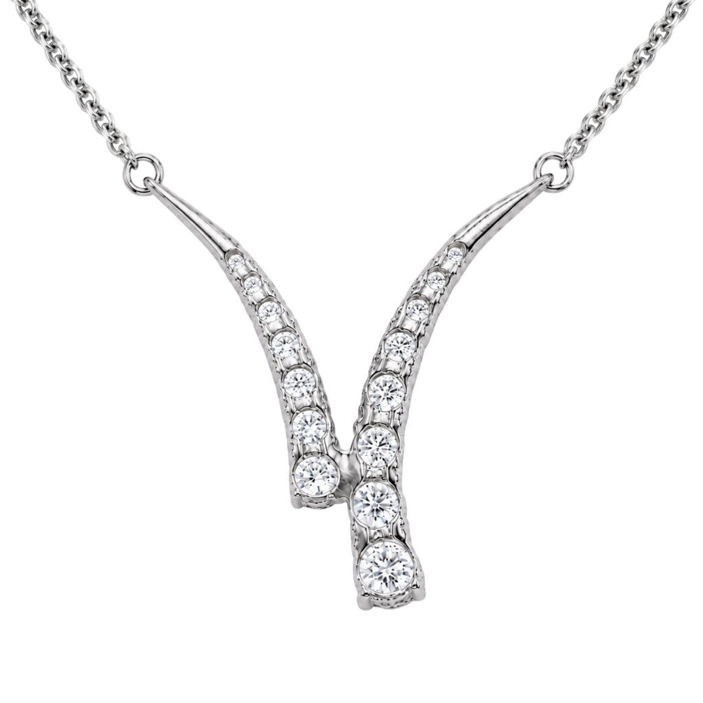 Diamonair Lab Grown Diamond (F/VS+) 3.00 carat Round cut Sterling Silver Y Necklace - Sterling Silver | Gold over Silver