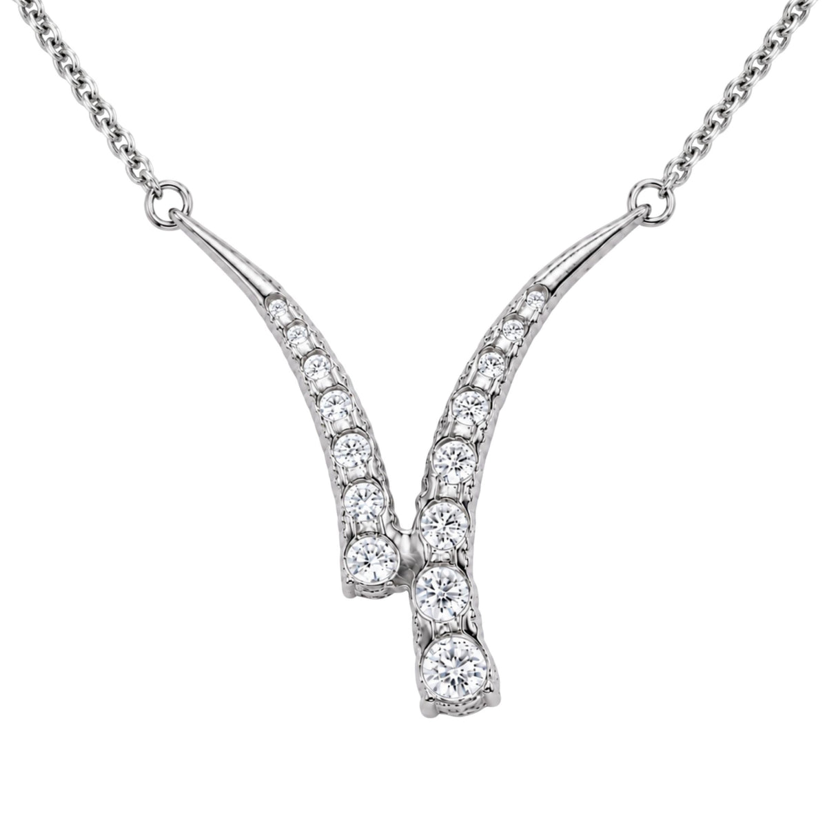 Diamonair Lab Grown Diamond (F/VS+) 3.00 carat Round cut Sterling Silver Y Necklace - Sterling Silver | Gold over Silver