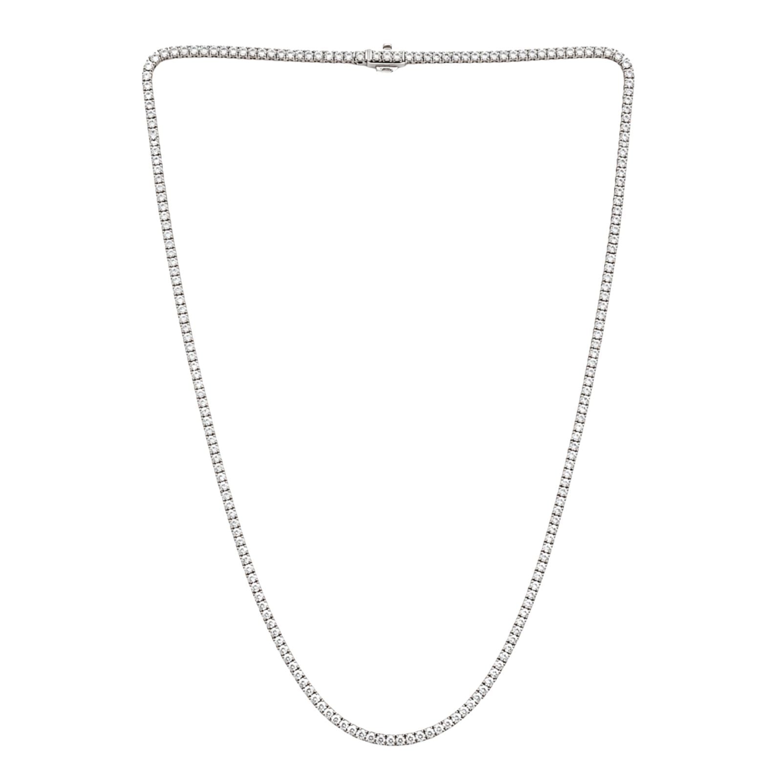Diamonair Lab Grown Diamond (F/VS+) 10.00 carat Round cut Sterling Silver Tennis Necklace - Sterling Silver | Gold over Silver
