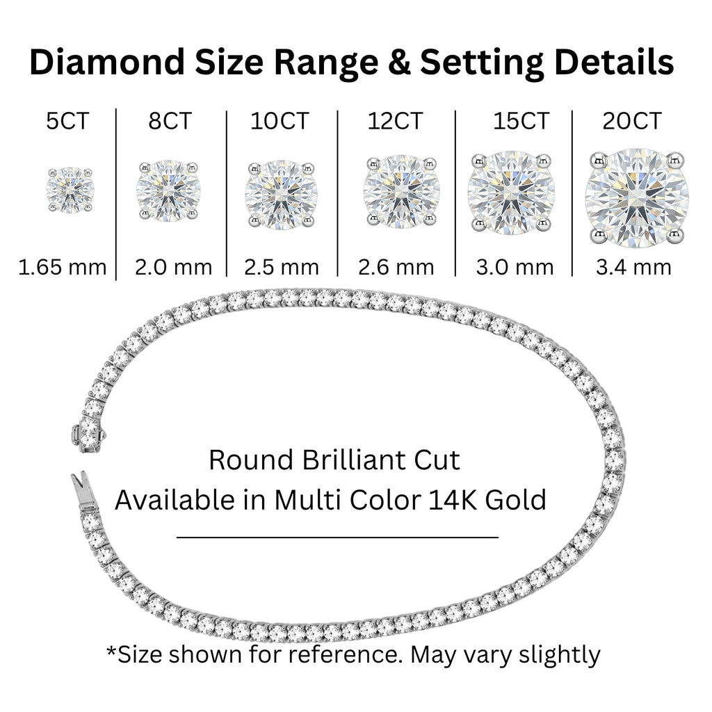 5.00-20.00 Carat T.W. Round-cut Lab Grown Diamond (F/VS) 14K Gold Tennis Necklace - Assorted Colors & Carat