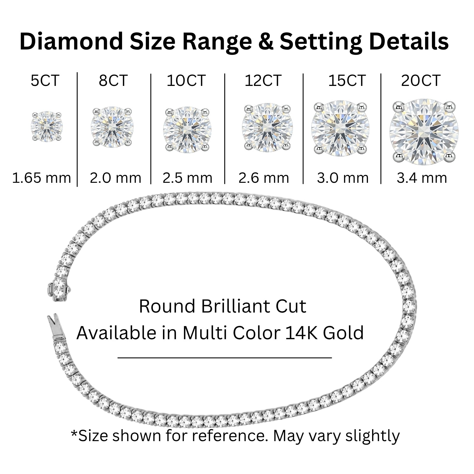5.00-20.00 Carat T.W. Round-cut Lab Grown Diamond (F/VS) 14K Gold Tennis Necklace - Assorted Colors & Carat