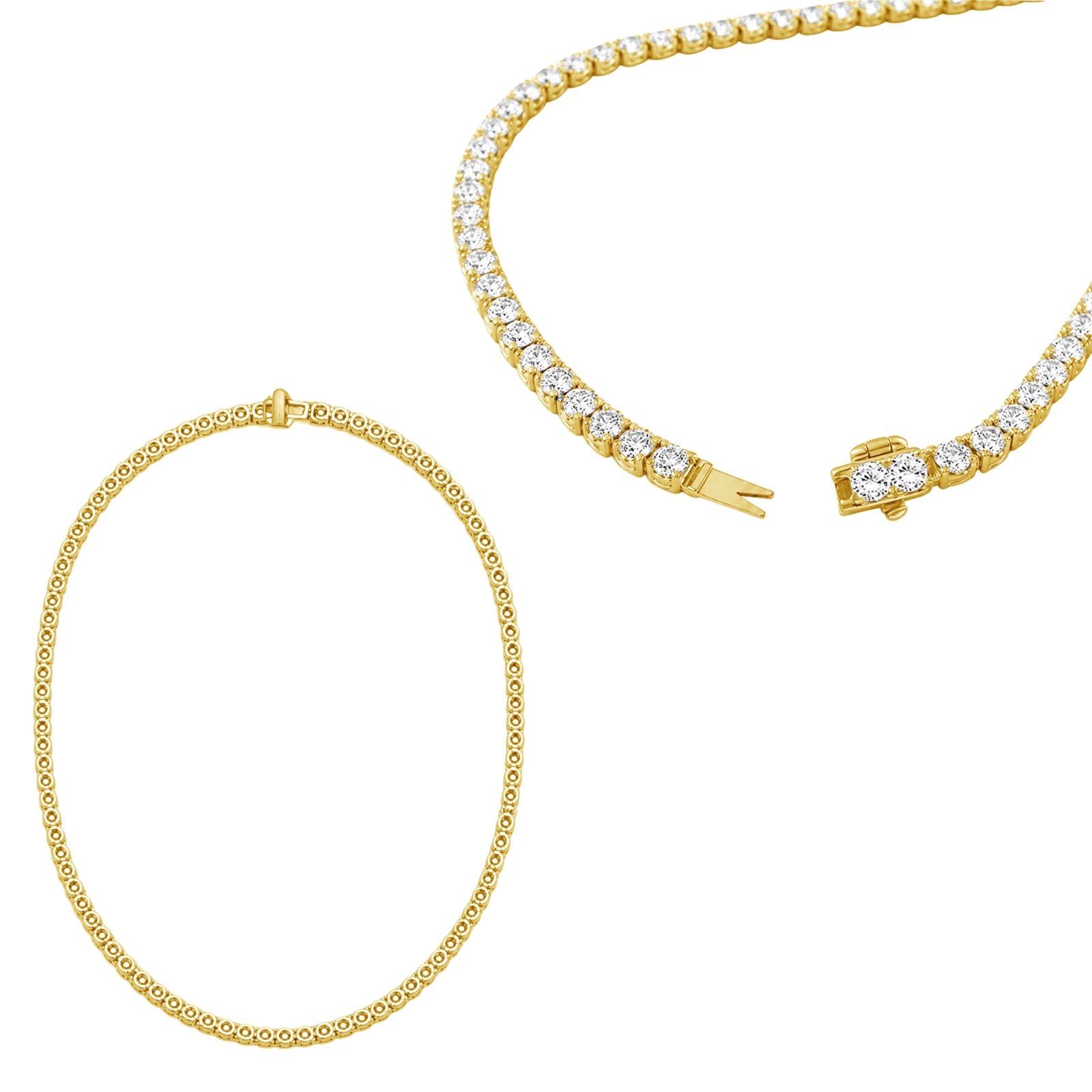 5.00-20.00 Carat T.W. Round-cut Lab Grown Diamond (F/VS) 14K Gold Tennis Necklace - Assorted Colors & Carat