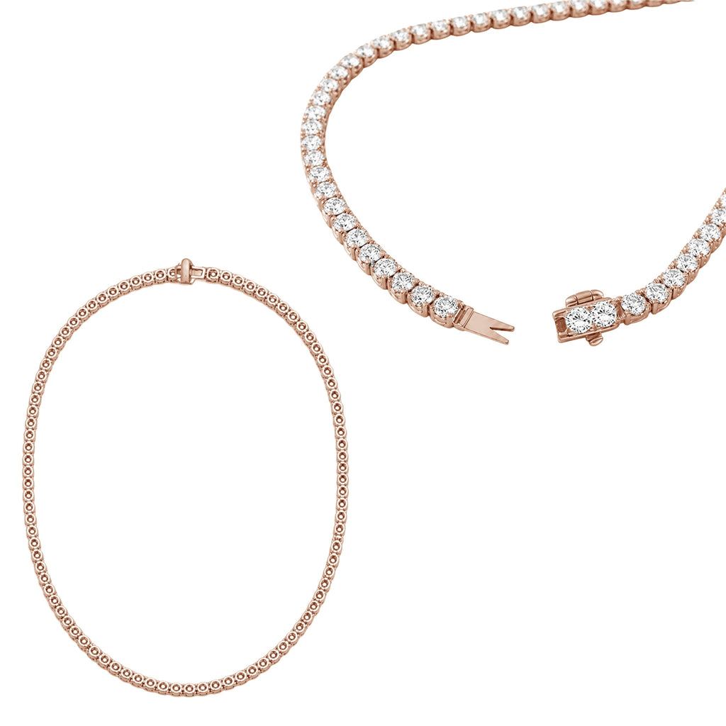 5.00-20.00 Carat T.W. Round-cut Lab Grown Diamond (F/VS) 14K Gold Tennis Necklace - Assorted Colors & Carat