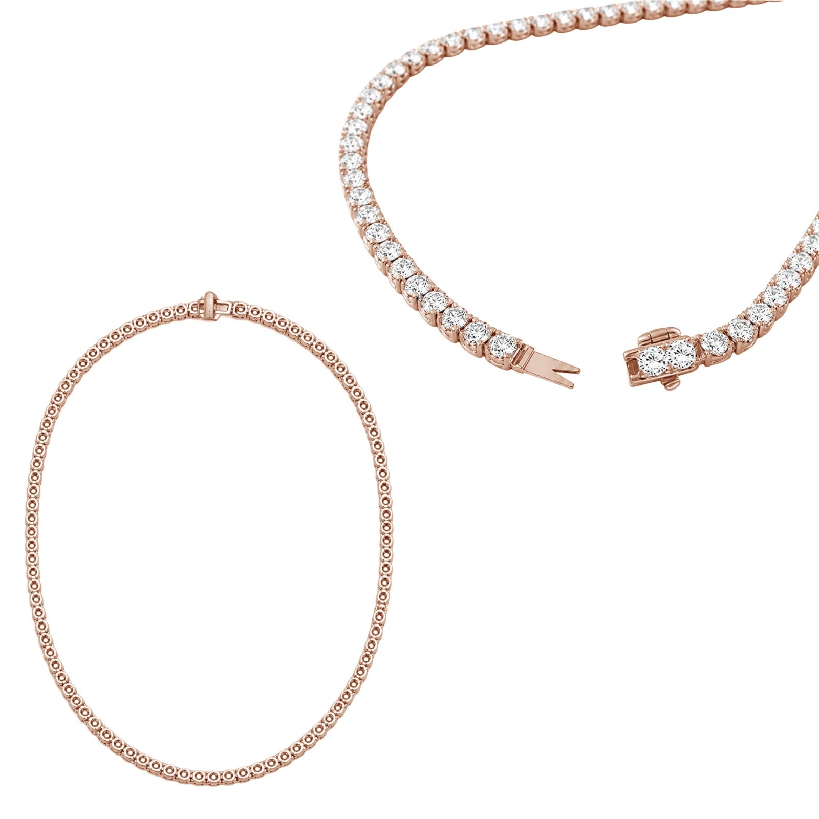 5.00-20.00 Carat T.W. Round-cut Lab Grown Diamond (F/VS) 14K Gold Tennis Necklace - Assorted Colors & Carat