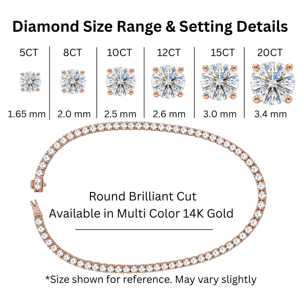 5.00-20.00 Carat T.W. Round-cut Lab Grown Diamond (F/VS) 14K Gold Tennis Necklace - Assorted Colors & Carat