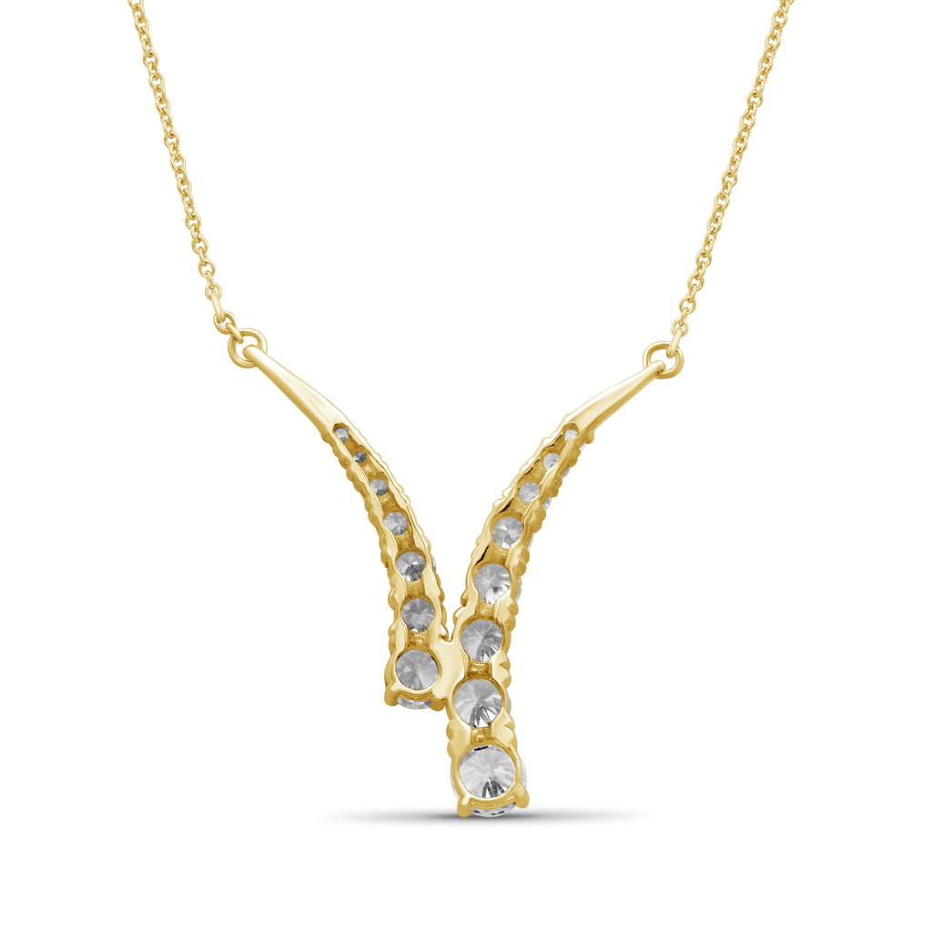 Diamonair Lab Grown Diamond (F/VS+) 3.00 carat Round cut Sterling Silver Y Necklace - Sterling Silver | Gold over Silver