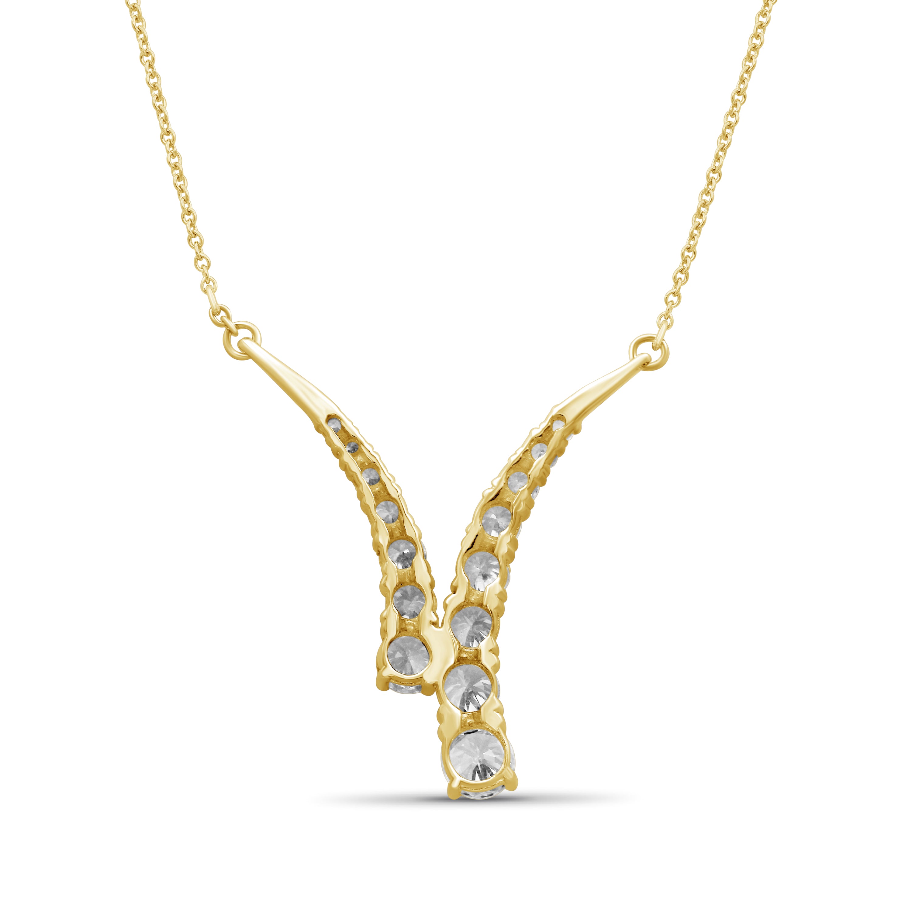 Diamonair Lab Grown Diamond (F/VS+) 3.00 carat Round cut Sterling Silver Y Necklace - Sterling Silver | Gold over Silver