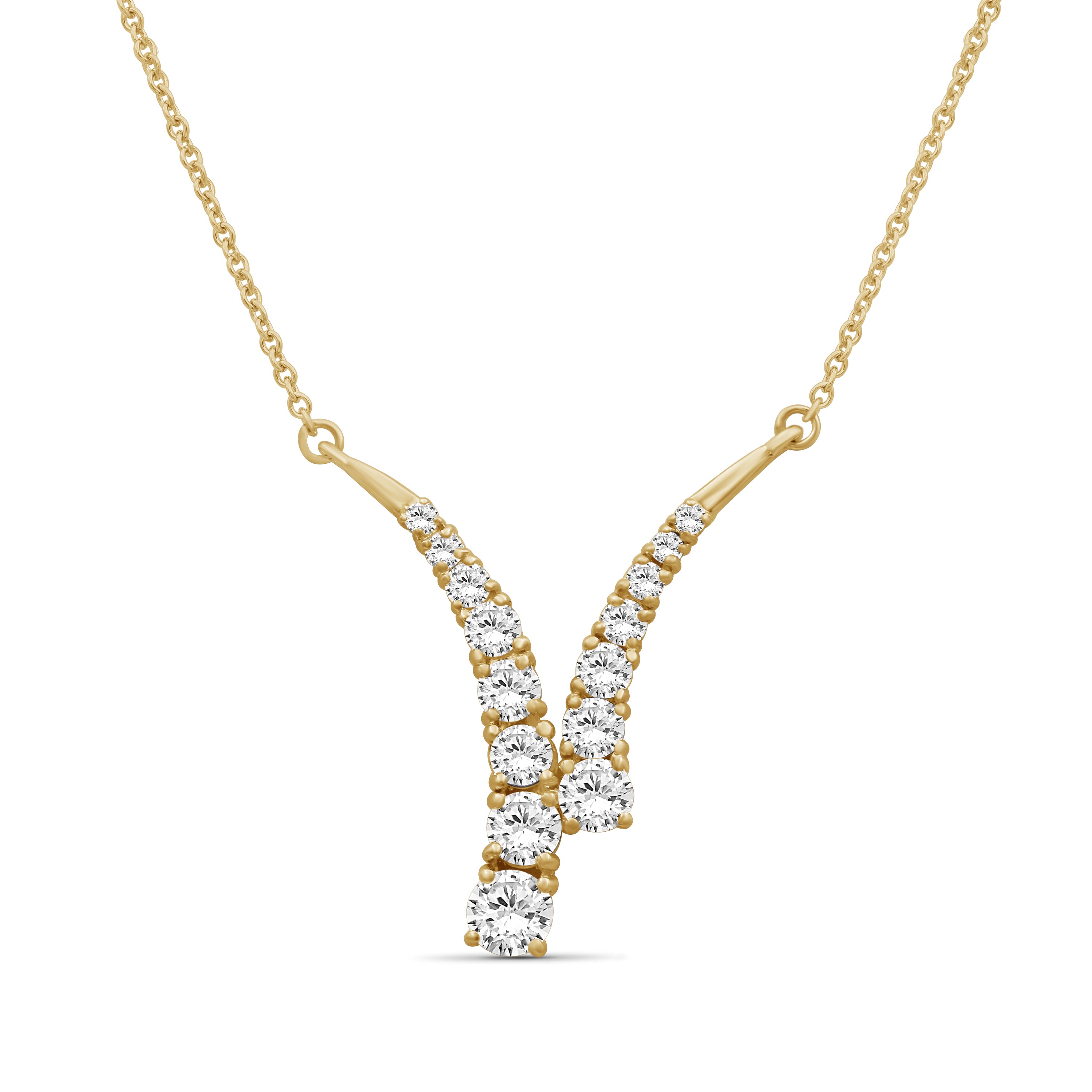 Diamonair Lab Grown Diamond (F/VS+) 3.00 carat Round cut Sterling Silver Y Necklace - Sterling Silver | Gold over Silver