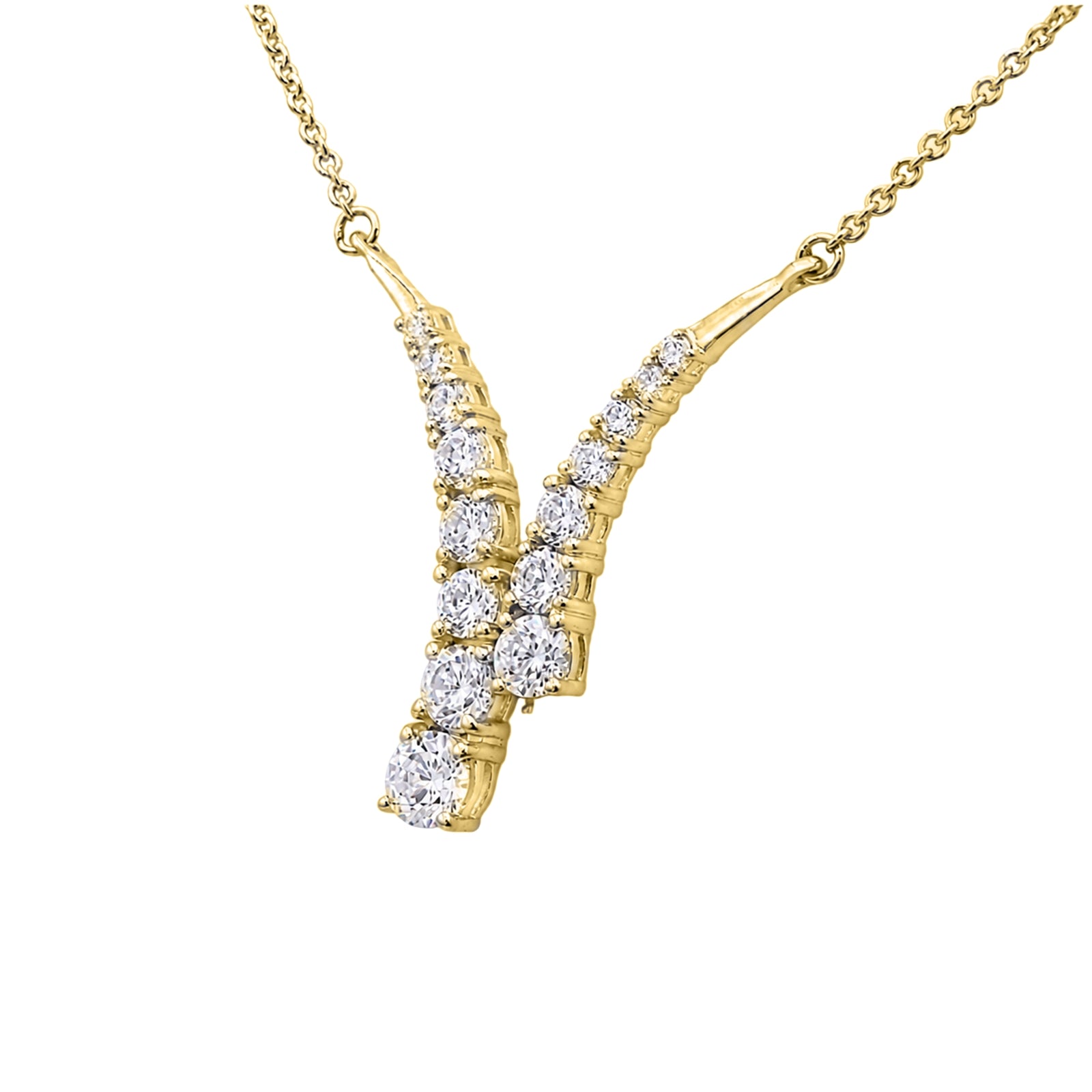 Diamonair Lab Grown Diamond (F/VS+) 3.00 carat Round cut Sterling Silver Y Necklace - Sterling Silver | Gold over Silver