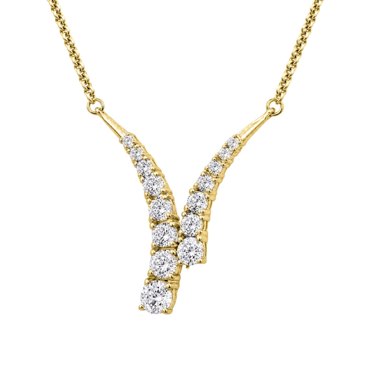 Diamonair Lab Grown Diamond (F/VS+) 3.00 carat Round cut Sterling Silver Y Necklace - Sterling Silver | Gold over Silver
