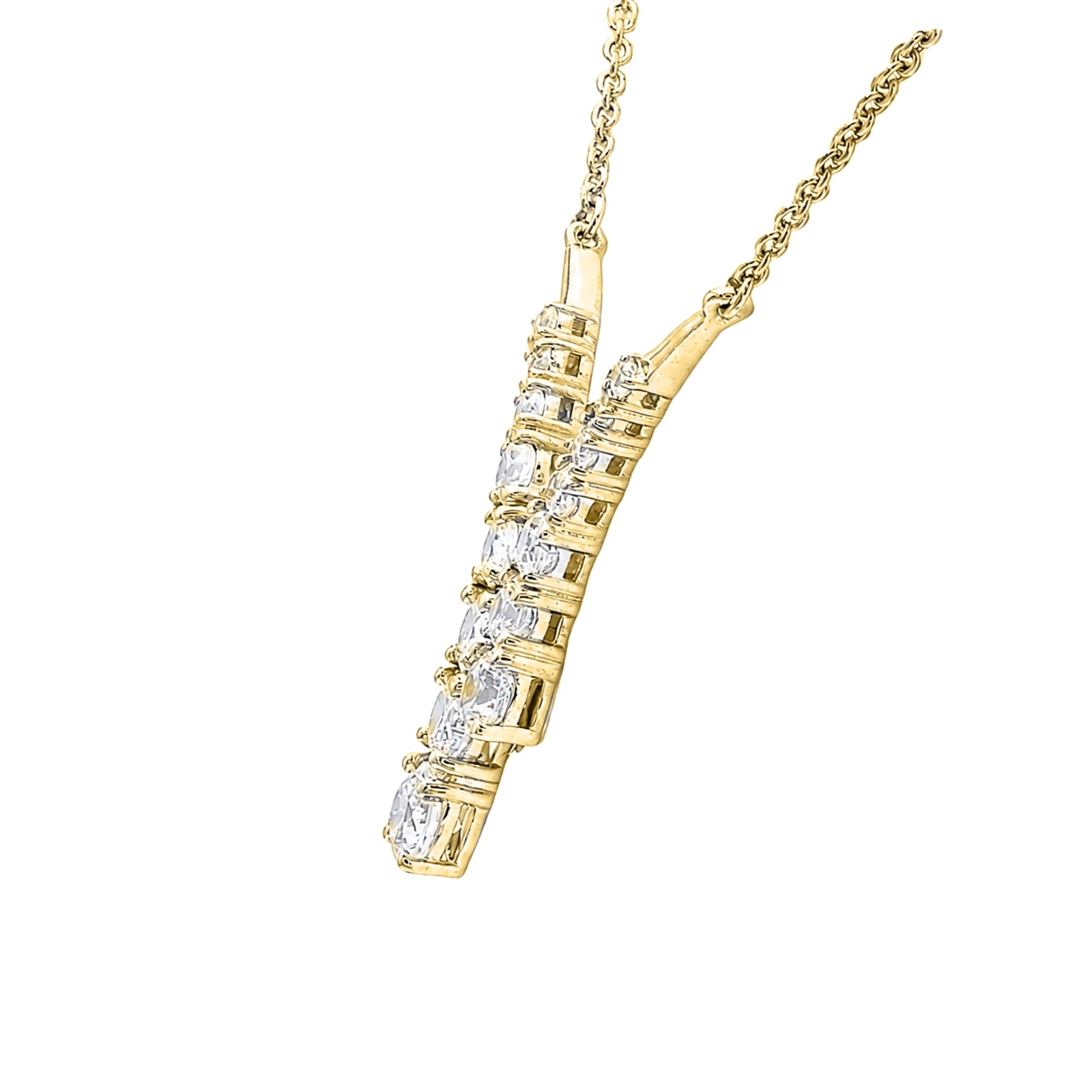 Diamonair Lab Grown Diamond (F/VS+) 3.00 carat Round cut Sterling Silver Y Necklace - Sterling Silver | Gold over Silver