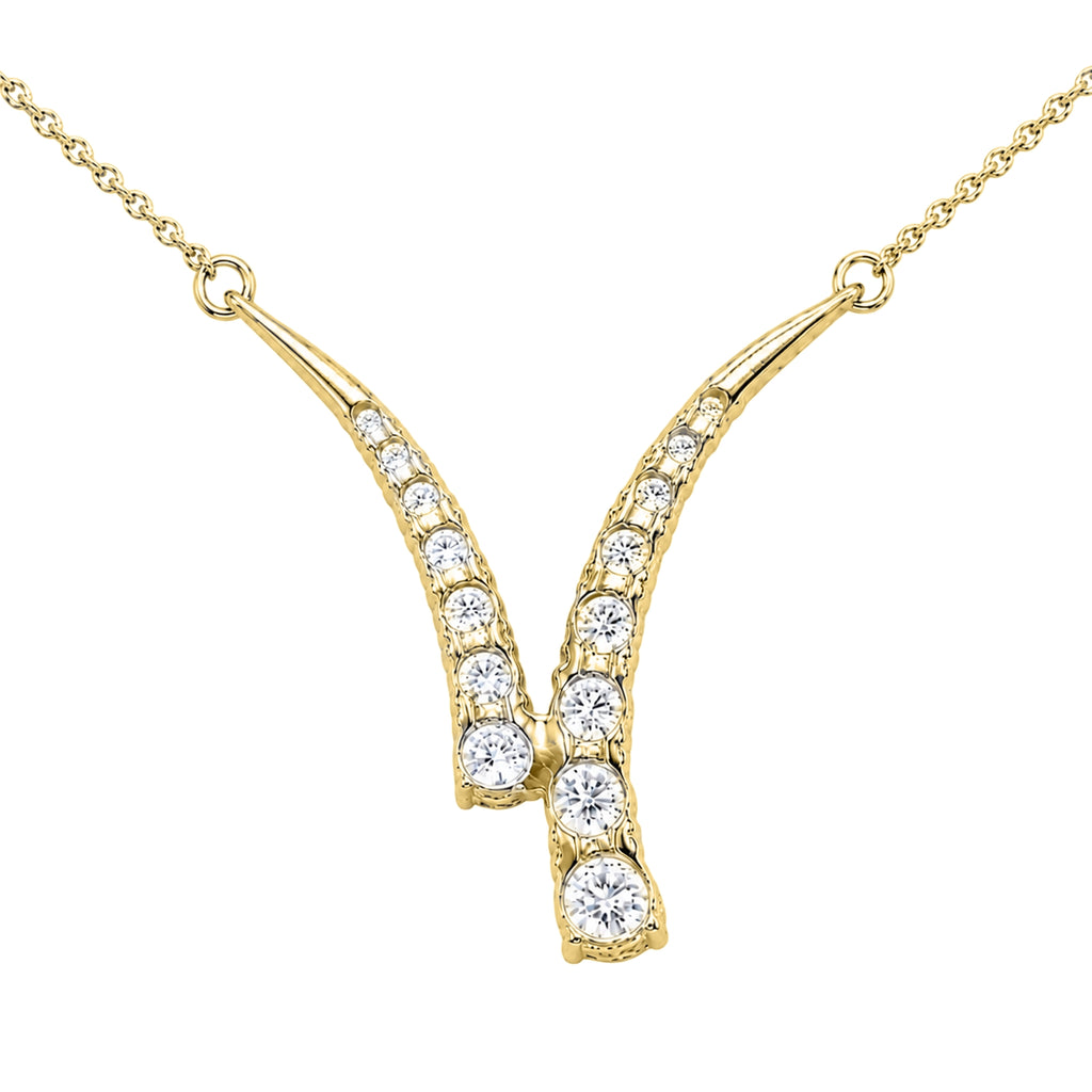 Diamonair Lab Grown Diamond (F/VS+) 3.00 carat Round cut Sterling Silver Y Necklace - Sterling Silver | Gold over Silver
