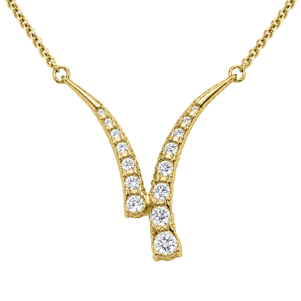 Diamonair Lab Grown Diamond (F/VS+) 3.00 carat Round cut Sterling Silver Y Necklace - Sterling Silver | Gold over Silver