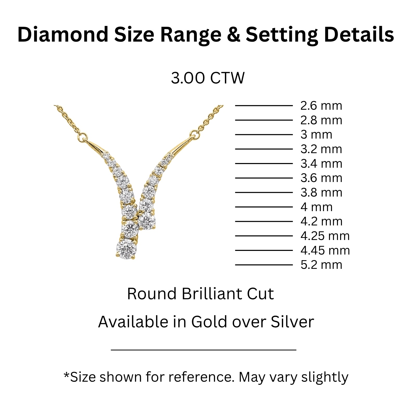 Diamonair Lab Grown Diamond (F/VS+) 3.00 carat Round cut Sterling Silver Y Necklace - Sterling Silver | Gold over Silver