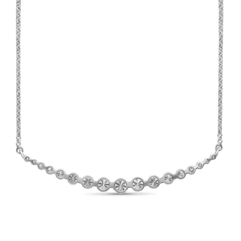 Diamonair Lab Grown Diamond (F/VS+) 2.00 carat Round cut Sterling Silver Smile Necklace - Sterling Silver | Gold over Silver