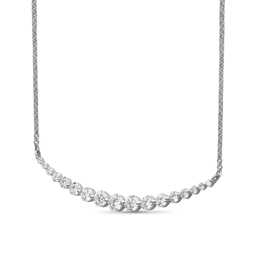 Diamonair Lab Grown Diamond (F/VS+) 2.00 carat Round cut Sterling Silver Smile Necklace - Sterling Silver | Gold over Silver