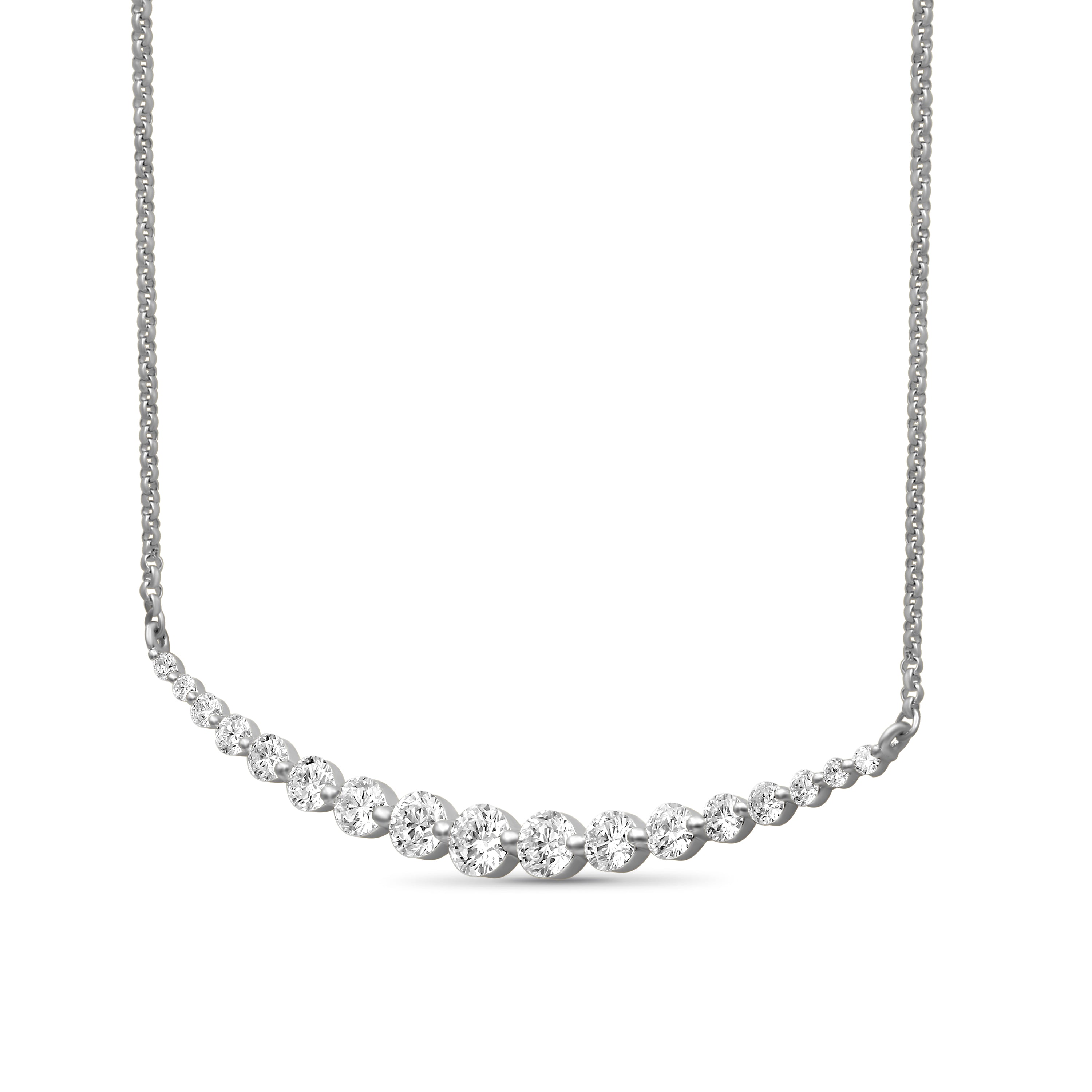 Diamonair Lab Grown Diamond (F/VS+) 2.00 carat Round cut Sterling Silver Smile Necklace - Sterling Silver | Gold over Silver