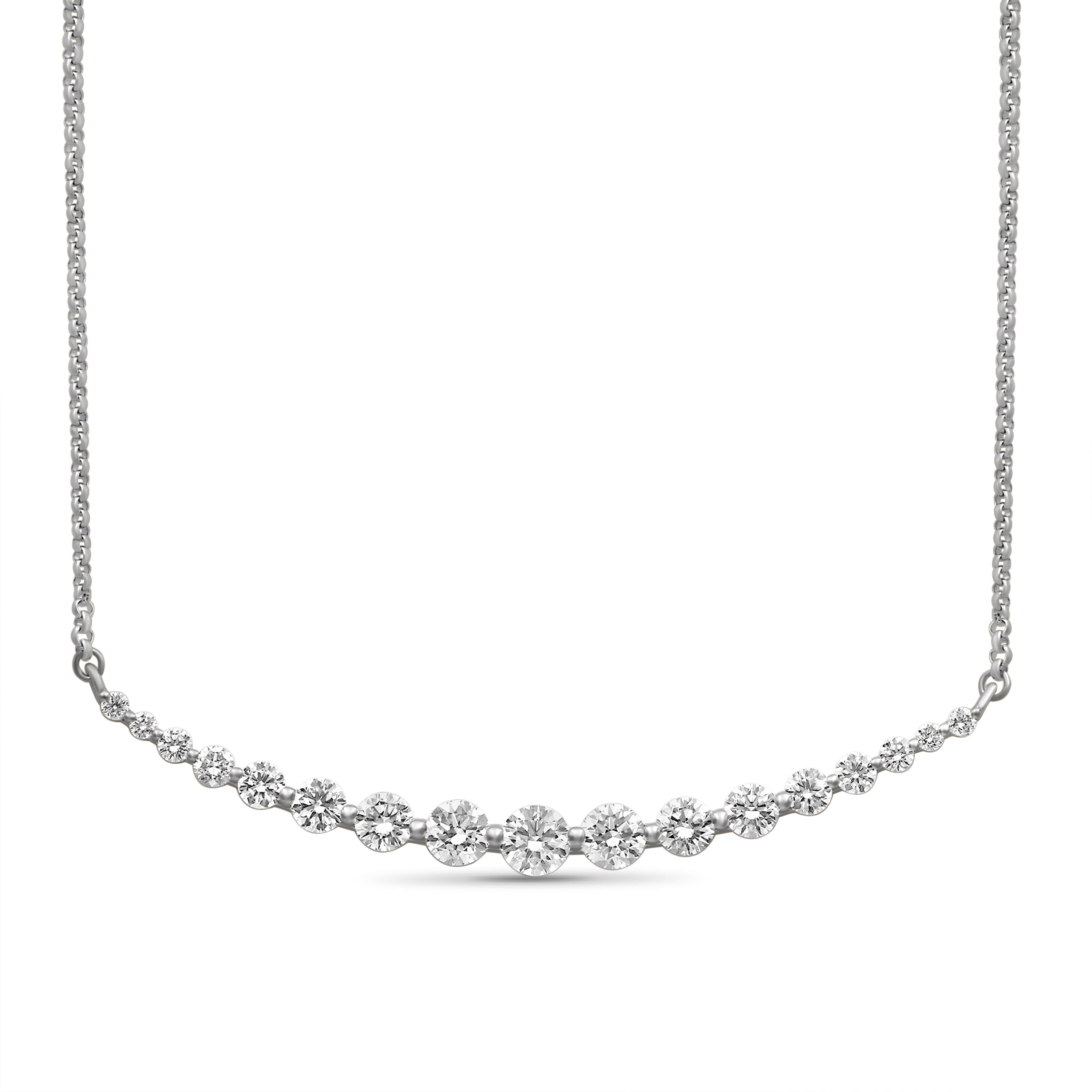 Diamonair Lab Grown Diamond (F/VS+) 2.00 carat Round cut Sterling Silver Smile Necklace - Sterling Silver | Gold over Silver