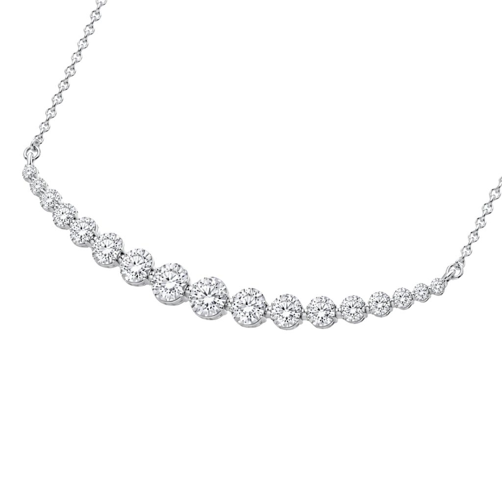 Diamonair Lab Grown Diamond (F/VS+) 2.00 carat Round cut Sterling Silver Smile Necklace - Sterling Silver | Gold over Silver