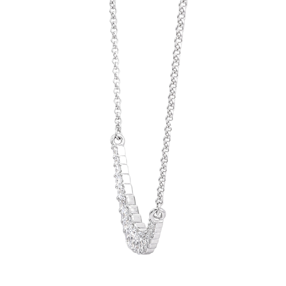 Diamonair Lab Grown Diamond (F/VS+) 2.00 carat Round cut Sterling Silver Smile Necklace - Sterling Silver | Gold over Silver