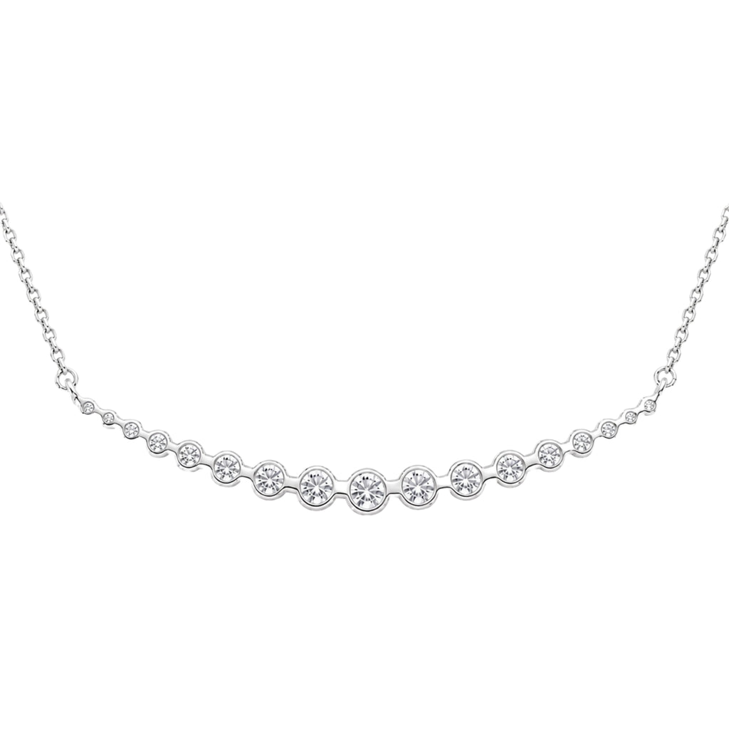 Diamonair Lab Grown Diamond (F/VS+) 2.00 carat Round cut Sterling Silver Smile Necklace - Sterling Silver | Gold over Silver