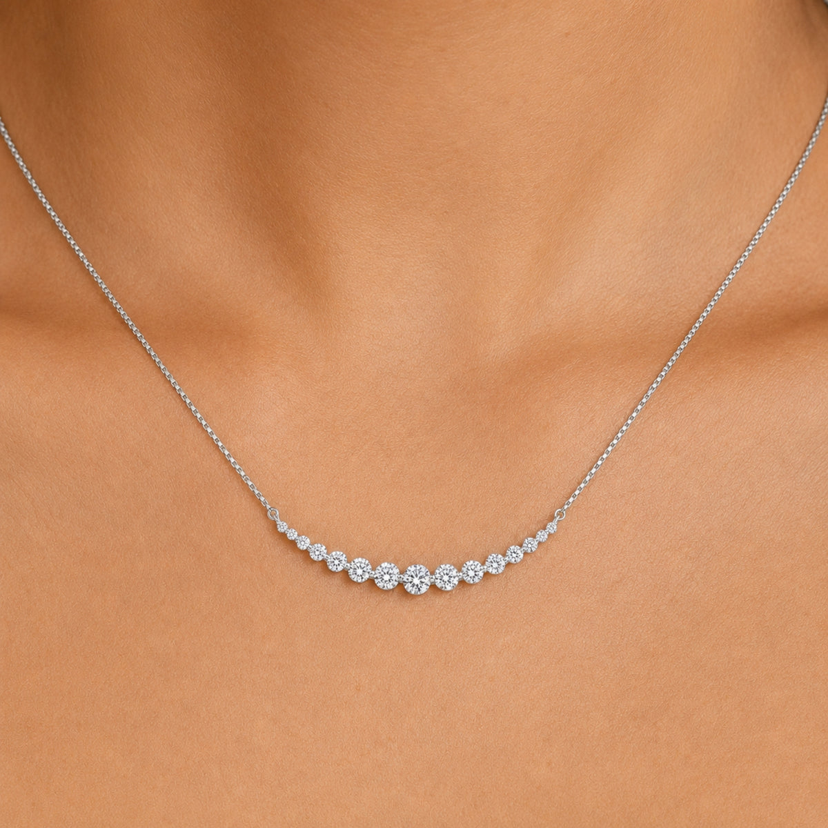 Diamonair Lab Grown Diamond (F/VS+) 2.00 carat Round cut Sterling Silver Smile Necklace - Sterling Silver | Gold over Silver