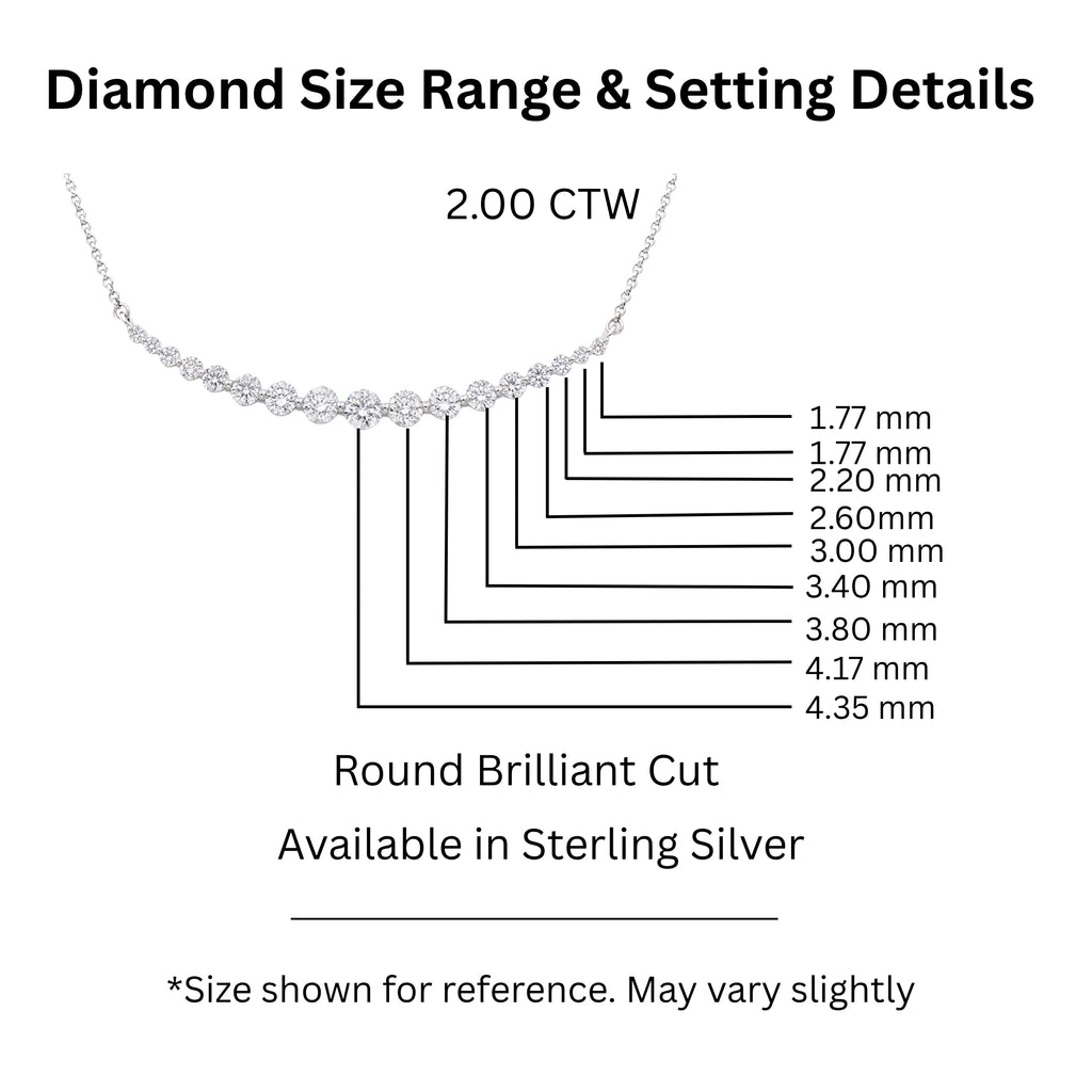 Diamonair Lab Grown Diamond (F/VS+) 2.00 carat Round cut Sterling Silver Smile Necklace - Sterling Silver | Gold over Silver