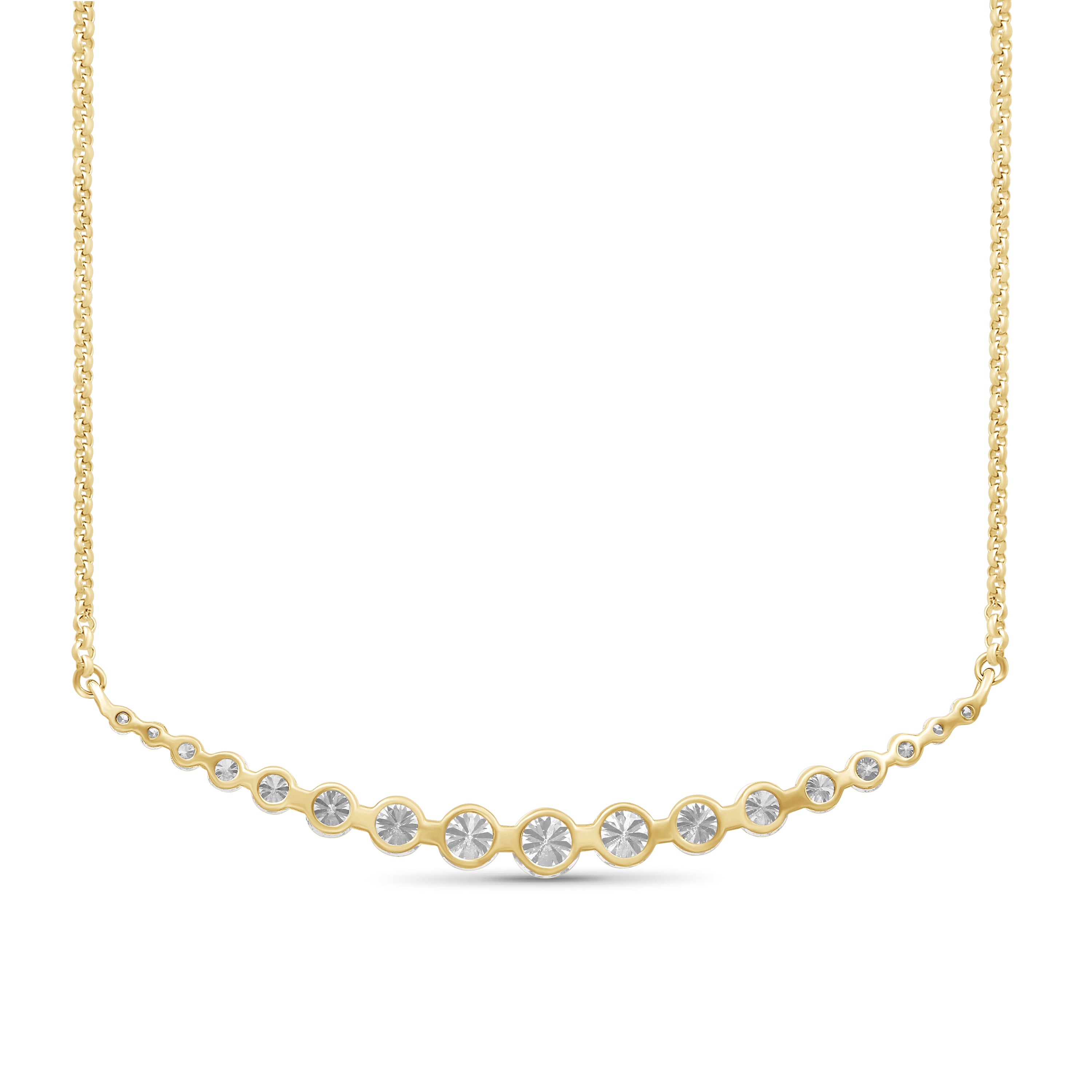 Diamonair Lab Grown Diamond (F/VS+) 2.00 carat Round cut Sterling Silver Smile Necklace - Sterling Silver | Gold over Silver