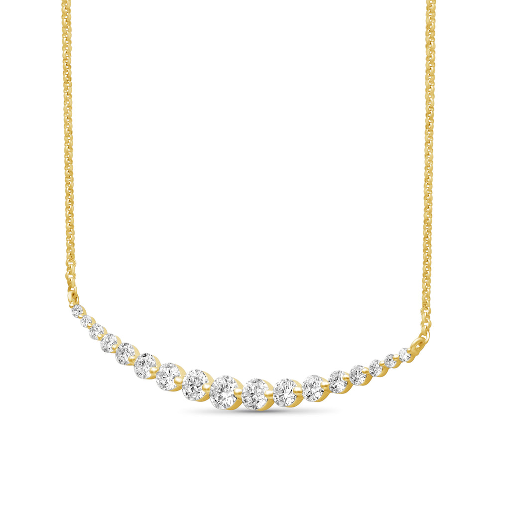 Diamonair Lab Grown Diamond (F/VS+) 2.00 carat Round cut Sterling Silver Smile Necklace - Sterling Silver | Gold over Silver