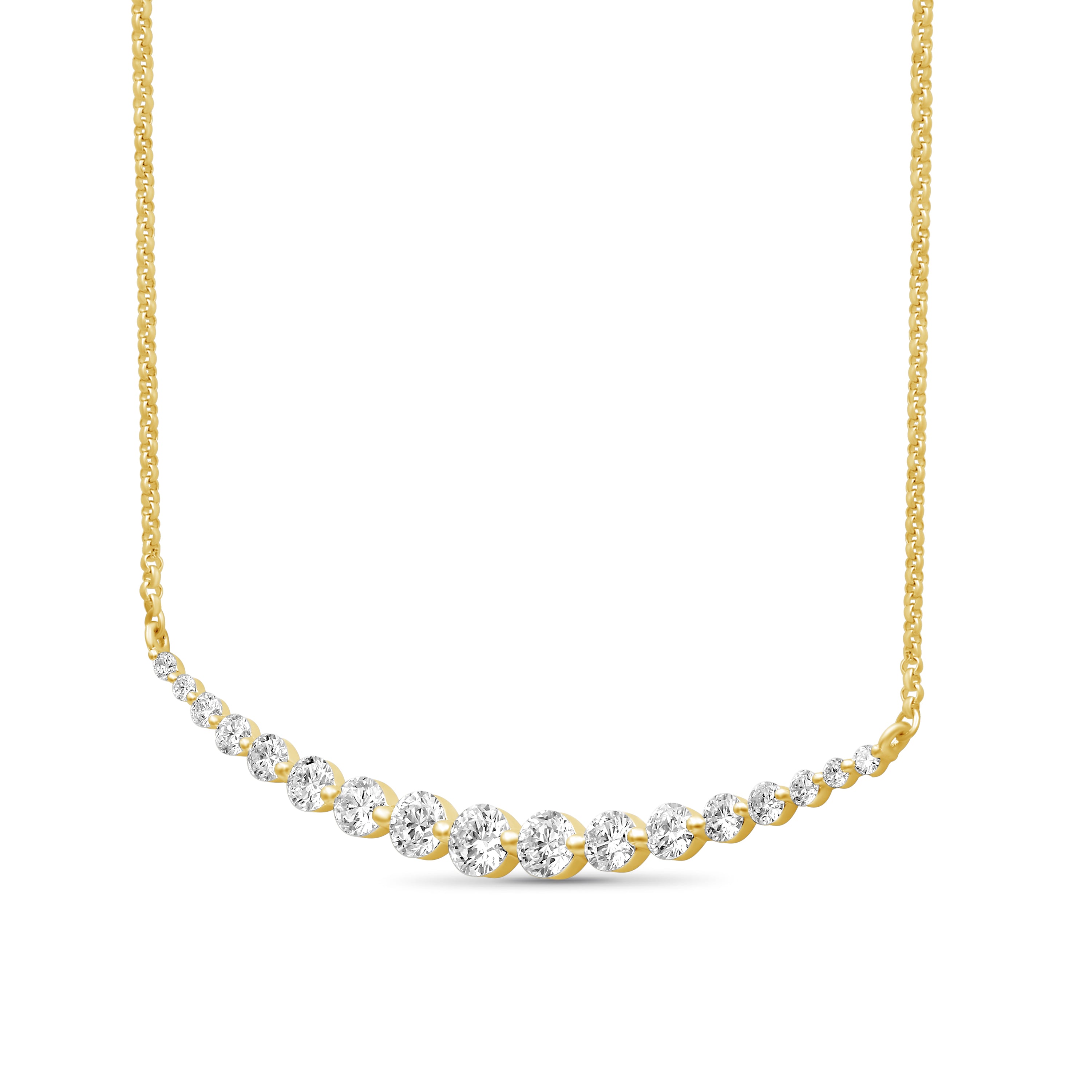 Diamonair Lab Grown Diamond (F/VS+) 2.00 carat Round cut Sterling Silver Smile Necklace - Sterling Silver | Gold over Silver