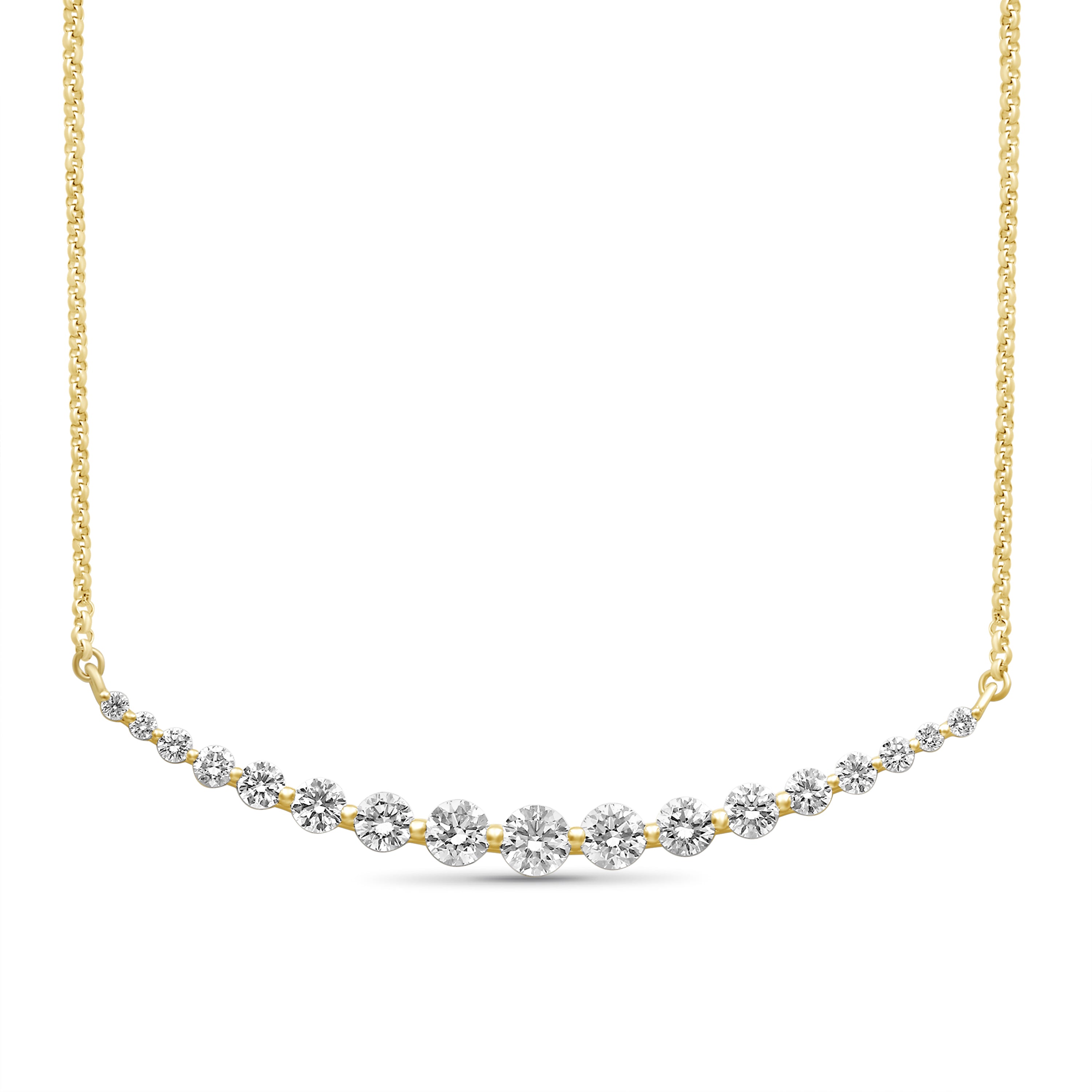 Diamonair Lab Grown Diamond (F/VS+) 2.00 carat Round cut Sterling Silver Smile Necklace - Sterling Silver | Gold over Silver