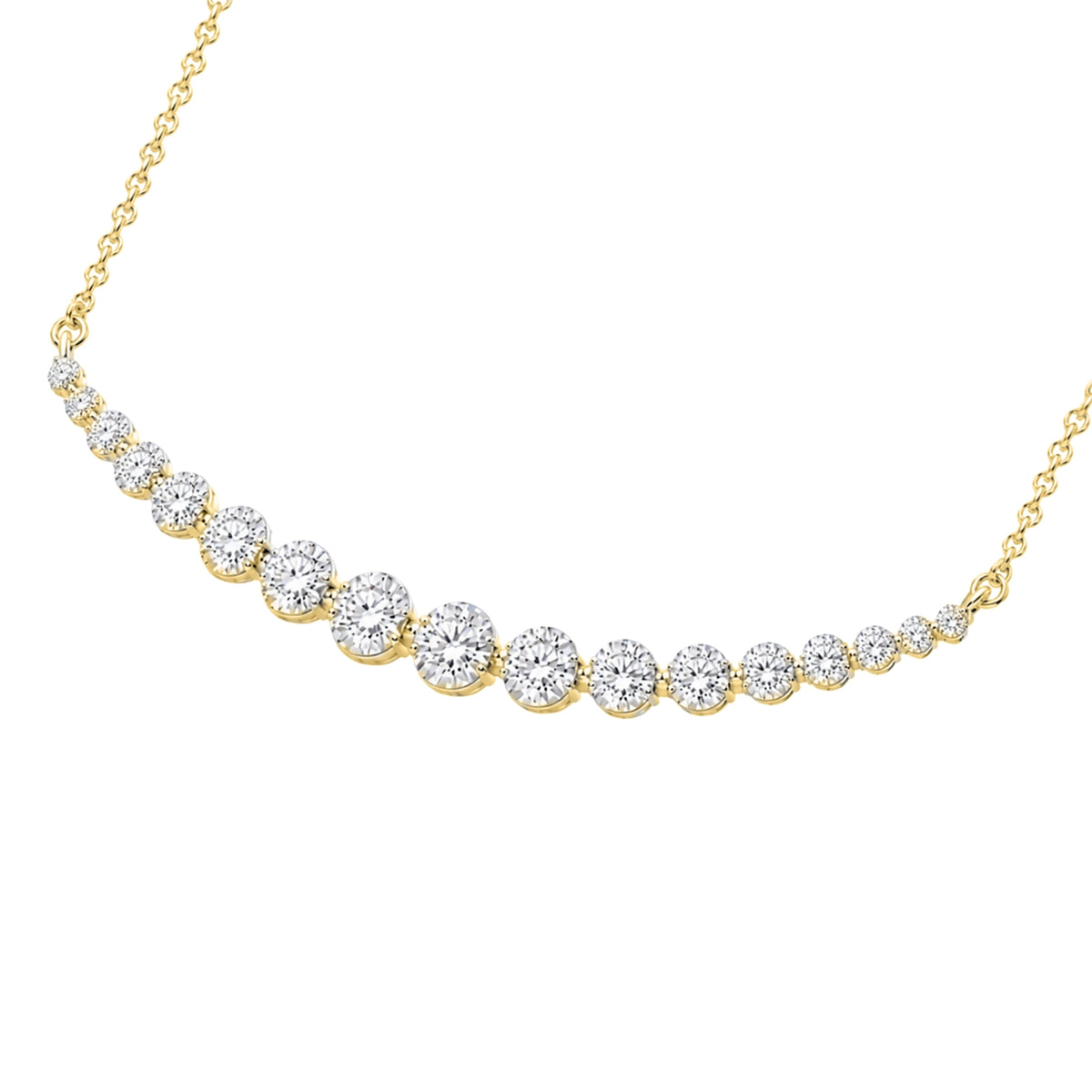 Diamonair Lab Grown Diamond (F/VS+) 2.00 carat Round cut Sterling Silver Smile Necklace - Sterling Silver | Gold over Silver