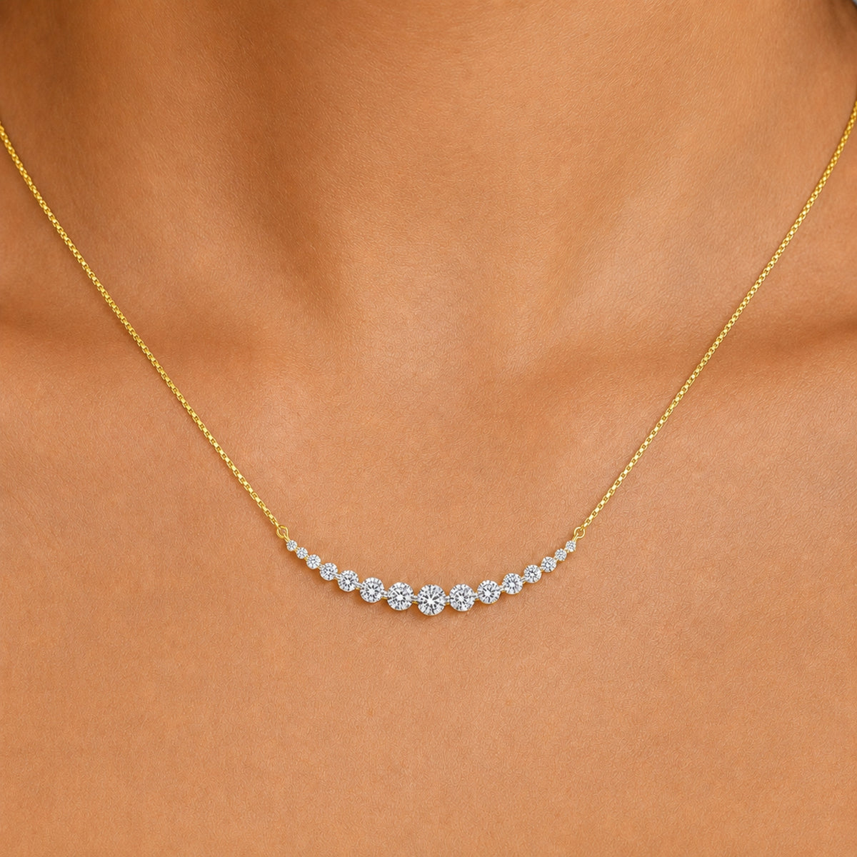Diamonair Lab Grown Diamond (F/VS+) 2.00 carat Round cut Sterling Silver Smile Necklace - Sterling Silver | Gold over Silver