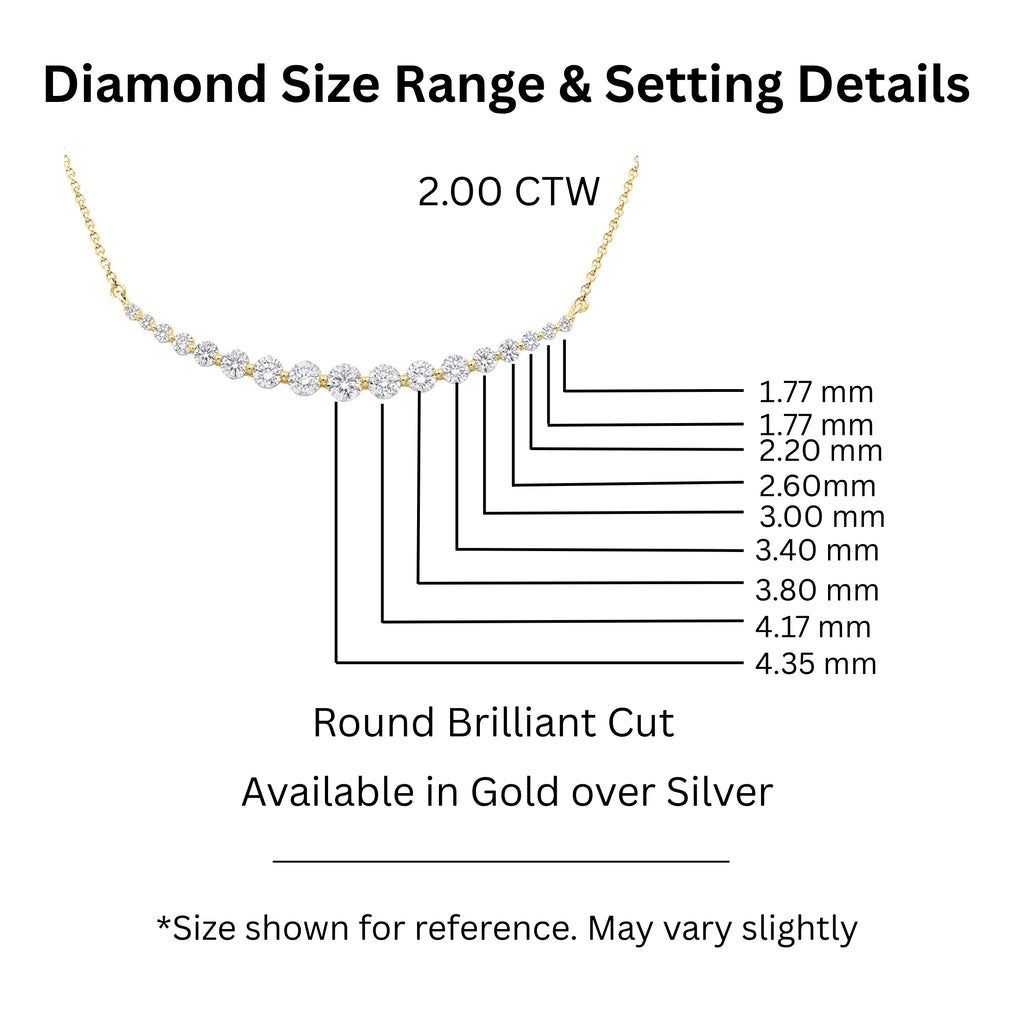 Diamonair Lab Grown Diamond (F/VS+) 2.00 carat Round cut Sterling Silver Smile Necklace - Sterling Silver | Gold over Silver