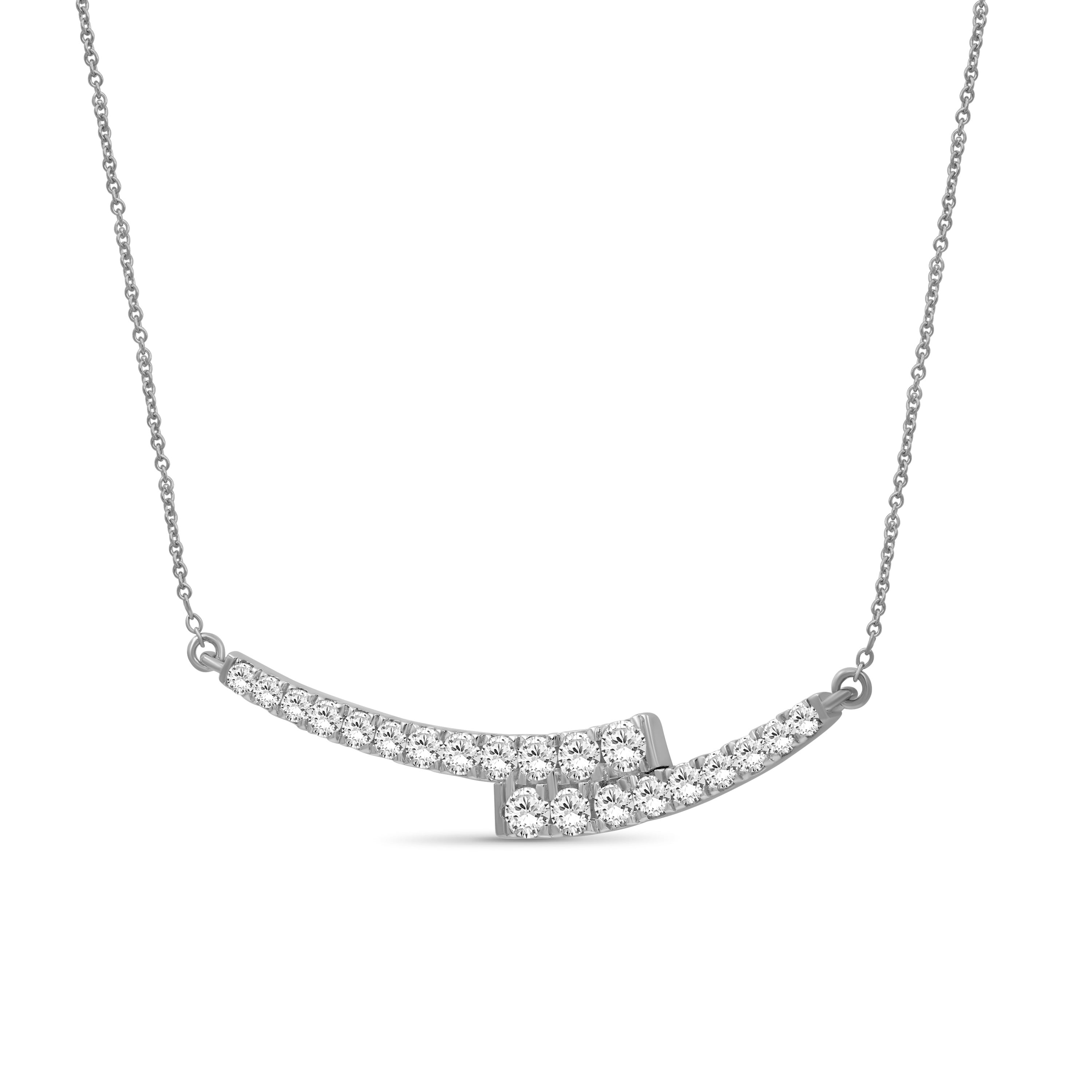 Diamonair Lab Grown Diamond (F/VS+) 1.00 carat Round cut Sterling Silver Smile Necklace - Sterling Silver | Gold over Silver