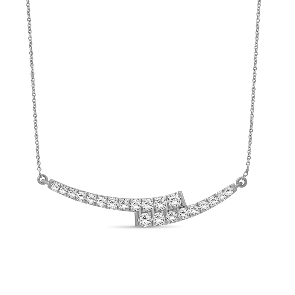 Diamonair Lab Grown Diamond (F/VS+) 1.00 carat Round cut Sterling Silver Smile Necklace - Sterling Silver | Gold over Silver
