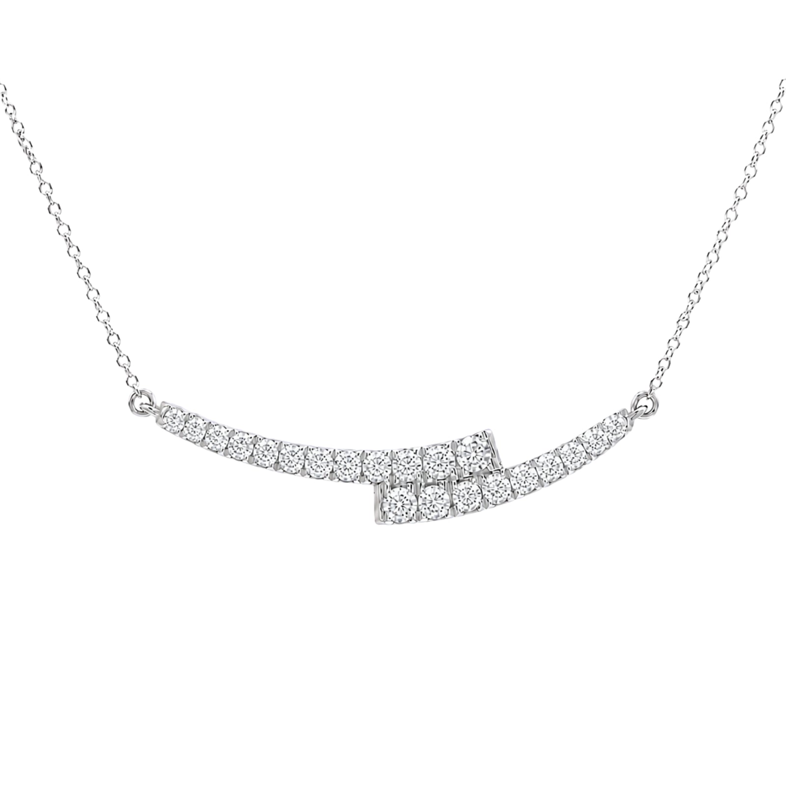 Diamonair Lab Grown Diamond (F/VS+) 1.00 carat Round cut Sterling Silver Smile Necklace - Sterling Silver | Gold over Silver