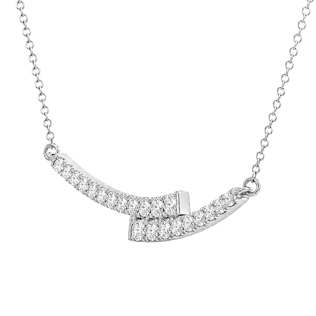 Diamonair Lab Grown Diamond (F/VS+) 1.00 carat Round cut Sterling Silver Smile Necklace - Sterling Silver | Gold over Silver