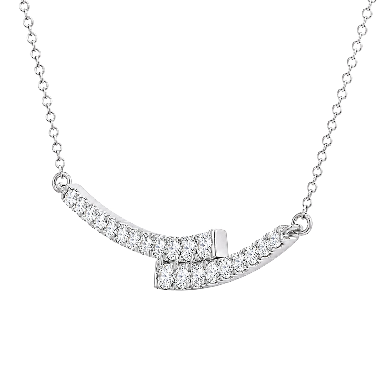 Diamonair Lab Grown Diamond (F/VS+) 1.00 carat Round cut Sterling Silver Smile Necklace - Sterling Silver | Gold over Silver
