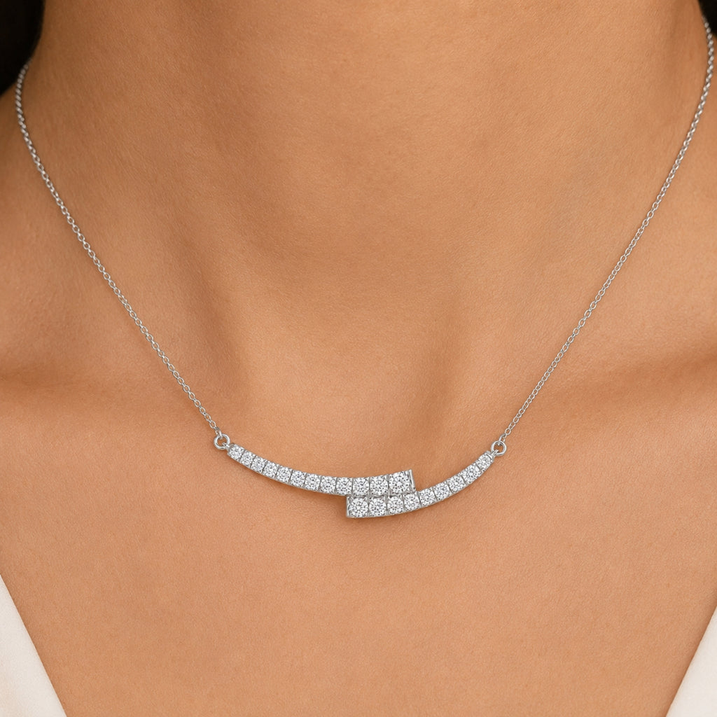 Diamonair Lab Grown Diamond (F/VS+) 1.00 carat Round cut Sterling Silver Smile Necklace - Sterling Silver | Gold over Silver