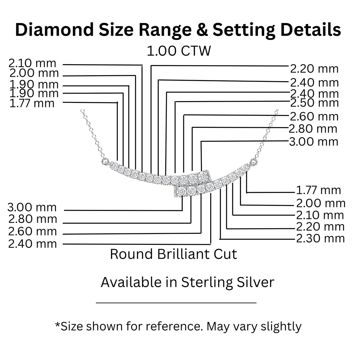 Diamonair Lab Grown Diamond (F/VS+) 1.00 carat Round cut Sterling Silver Smile Necklace - Sterling Silver | Gold over Silver