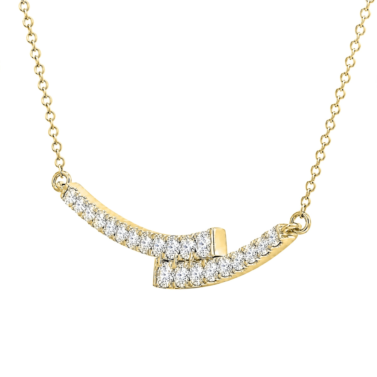Diamonair Lab Grown Diamond (F/VS+) 1.00 carat Round cut Sterling Silver Smile Necklace - Sterling Silver | Gold over Silver
