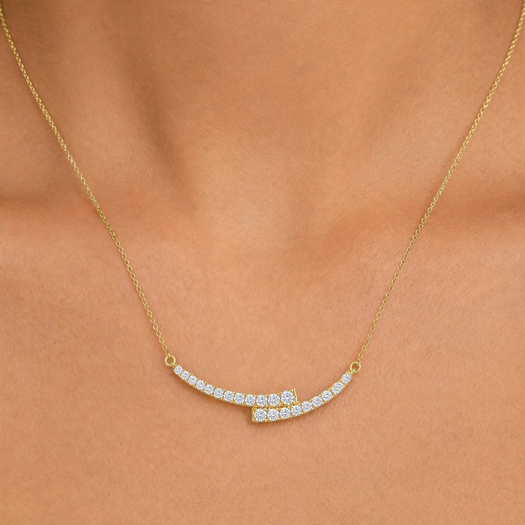 Diamonair Lab Grown Diamond (F/VS+) 1.00 carat Round cut Sterling Silver Smile Necklace - Sterling Silver | Gold over Silver
