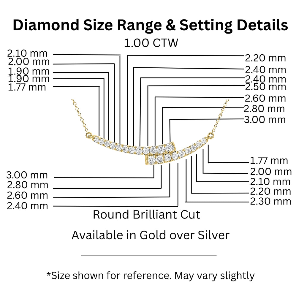 Diamonair Lab Grown Diamond (F/VS+) 1.00 carat Round cut Sterling Silver Smile Necklace - Sterling Silver | Gold over Silver