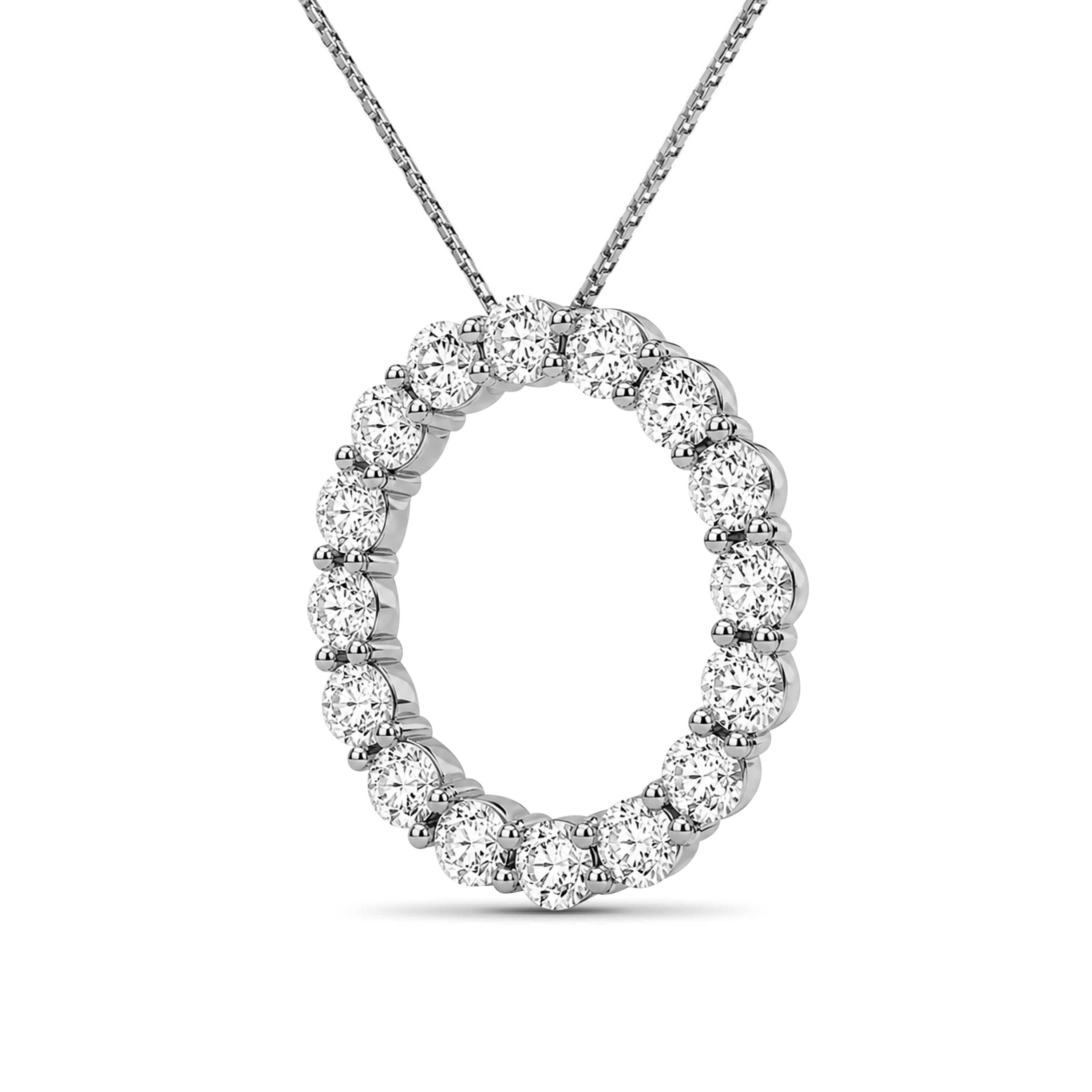 Diamonair Lab Grown Diamond (F/VS+) 3.00 carat Round cut Sterling Silver Circle Pendant - Sterling Silver | Gold over Silver