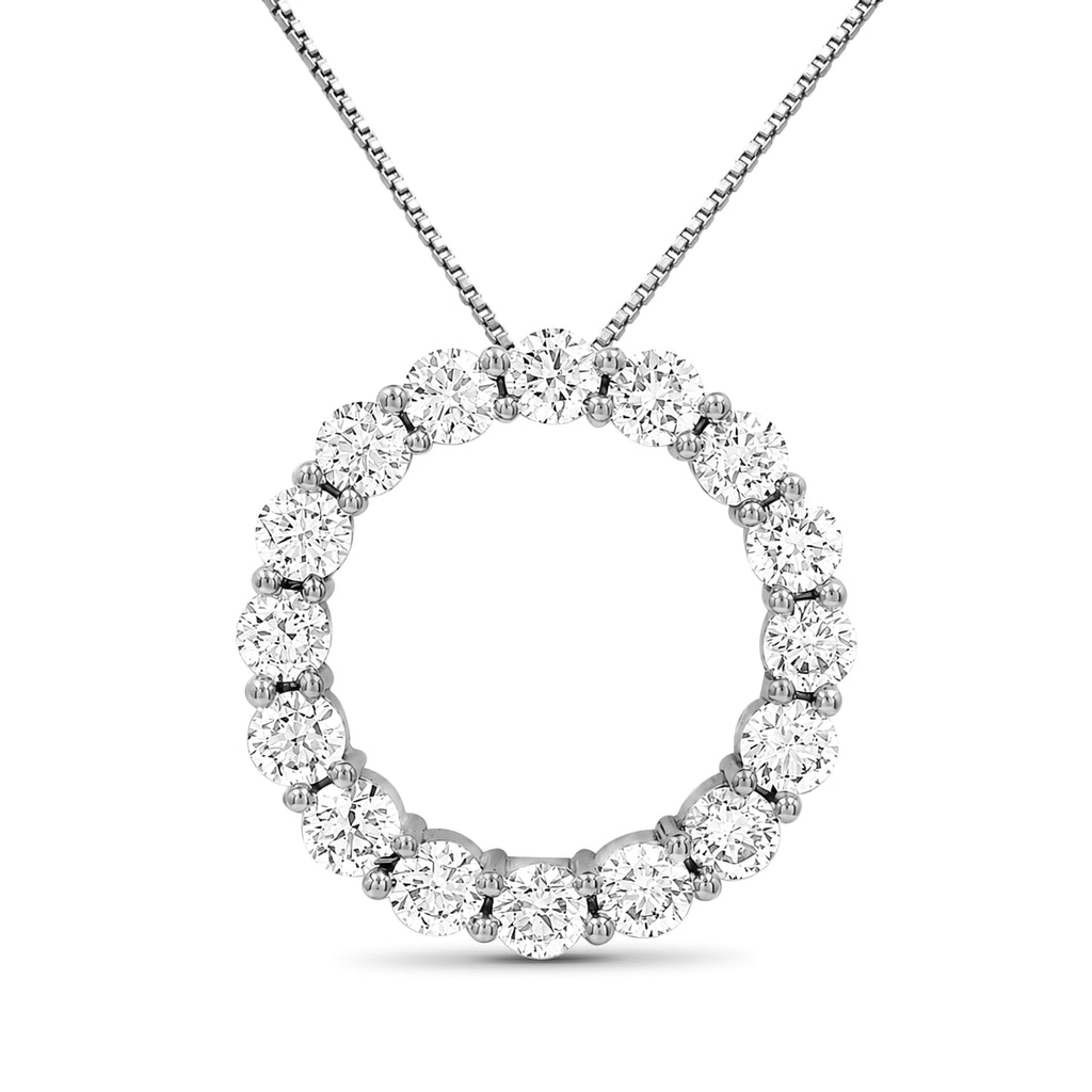 Diamonair Lab Grown Diamond (F/VS+) 3.00 carat Round cut Sterling Silver Circle Pendant - Sterling Silver | Gold over Silver