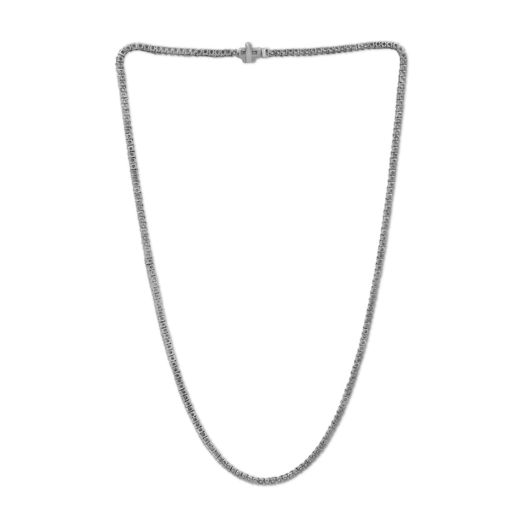 Diamonair Lab Grown Diamond (F/VS+) 10.00 carat Round cut Sterling Silver Tennis Necklace - Sterling Silver | Gold over Silver