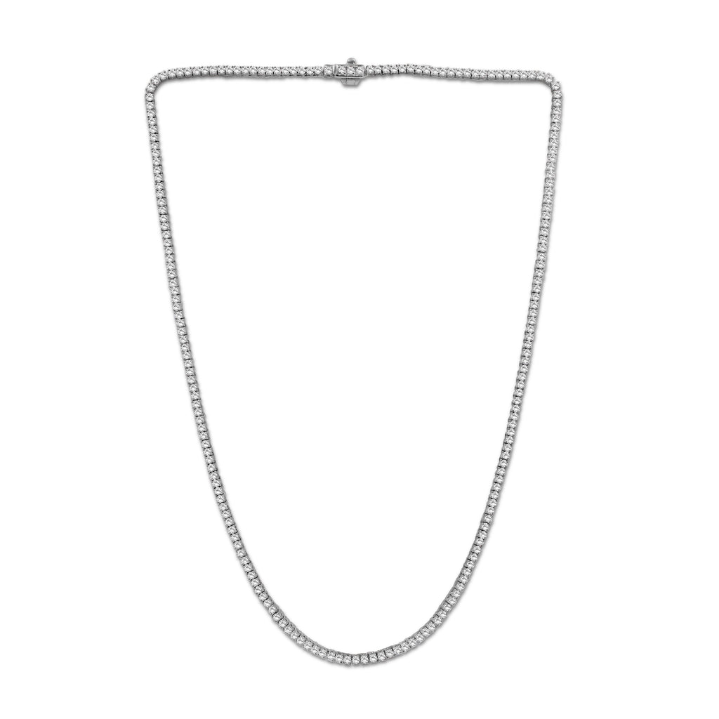 Diamonair Lab Grown Diamond (F/VS+) 10.00 carat Round cut Sterling Silver Tennis Necklace - Sterling Silver | Gold over Silver