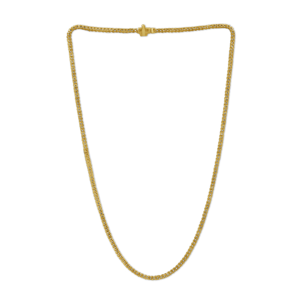 Diamonair Lab Grown Diamond (F/VS+) 10.00 carat Round cut Sterling Silver Tennis Necklace - Sterling Silver | Gold over Silver