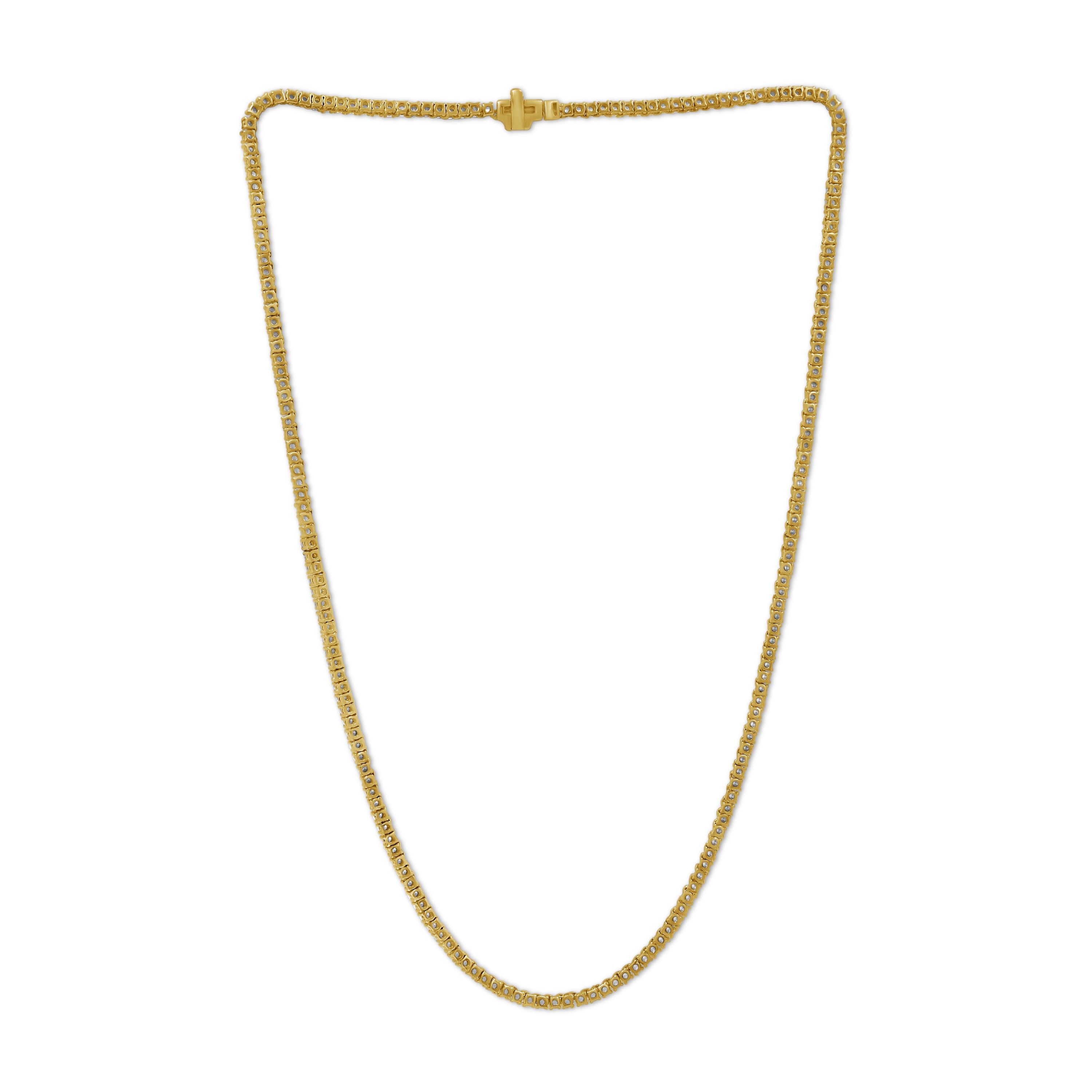 Diamonair Lab Grown Diamond (F/VS+) 10.00 carat Round cut Sterling Silver Tennis Necklace - Sterling Silver | Gold over Silver